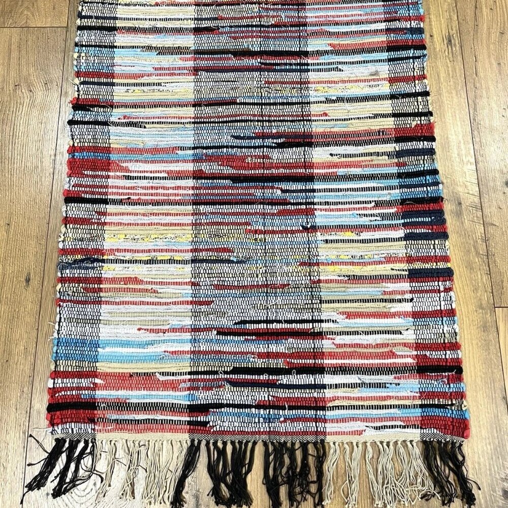 Farmhouse Handmade Woven Scatter Throw Rag Rug Cotton